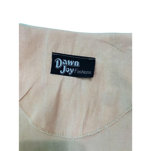 Vintage 90s Tunic Top Women's Large Beige Bronze Studded Large Collar Blouse - Picture 7 of 10